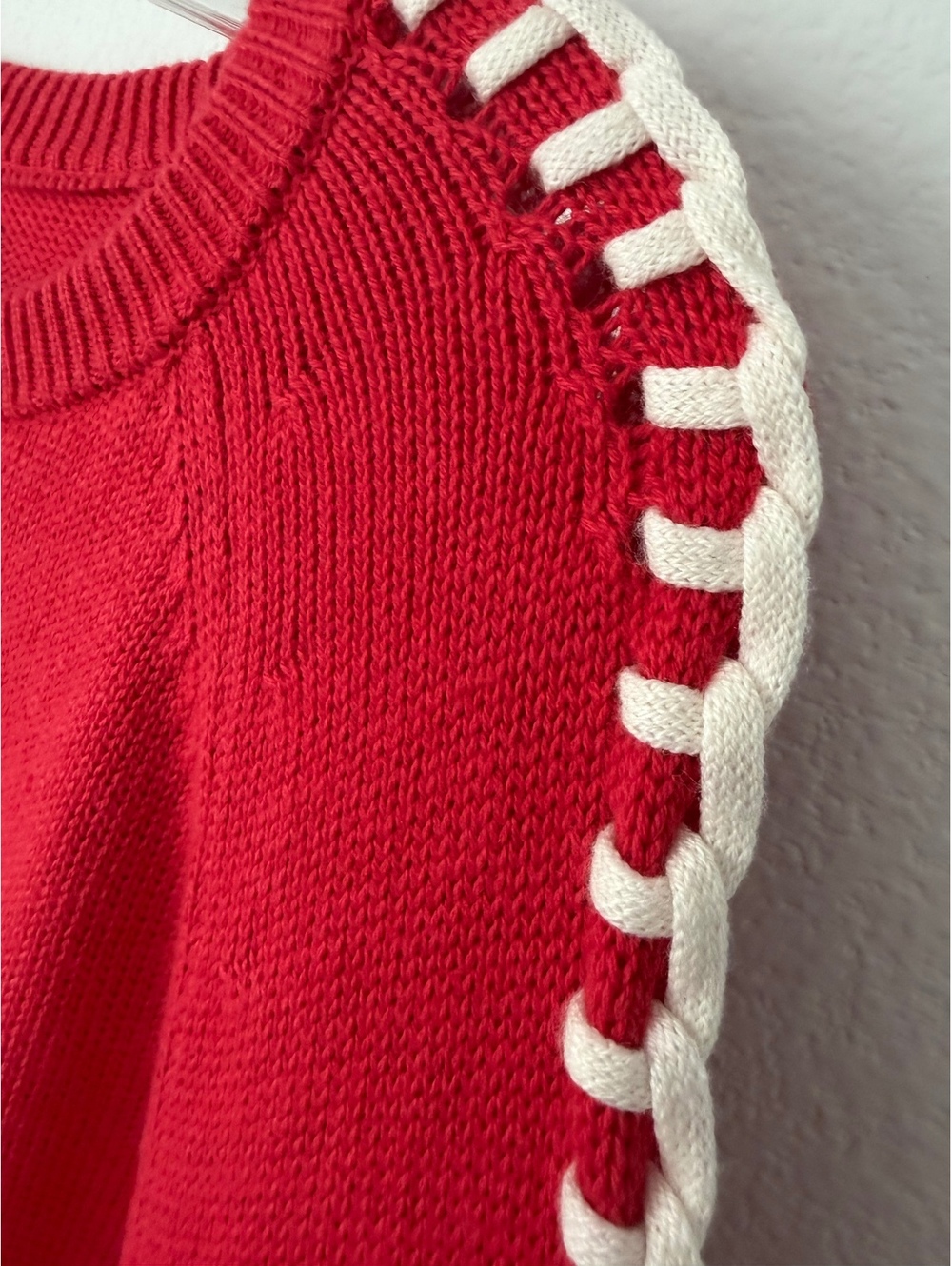 NIC + ZOE NWT Dashing Down Crew Neck White Trim Red Hi-Low Sweater Size XL - Picture 5 of 9